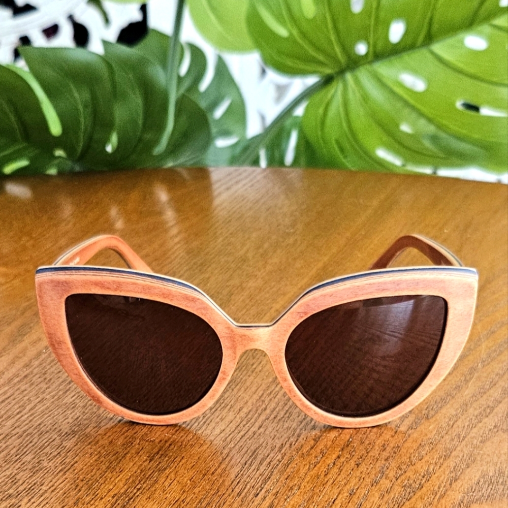 Wooden Cat-Eye Sunglasses